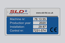 Machinery sign in Anodised aluminium