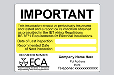 BS 7671 Electrical Stickers