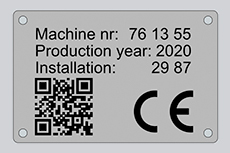 CE-skylt, graverad metall